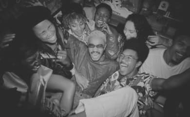 people having fun in a party, black and white photo